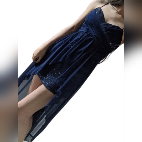 Fairy Sequin Prom Dress Sheer High Low - Picture 9 of 9